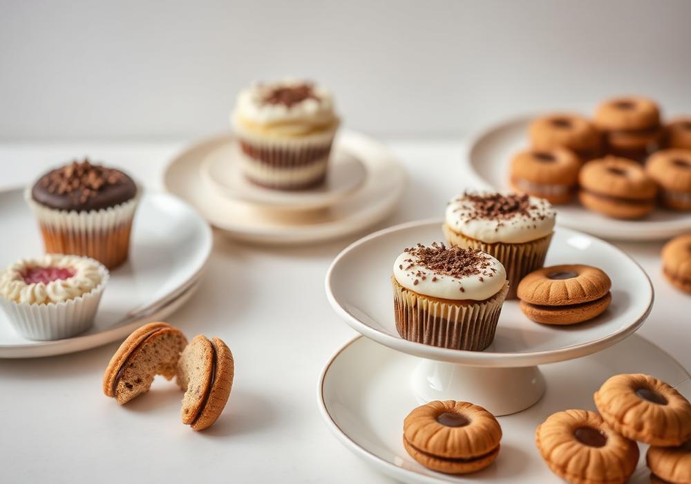 Cupcakes, tiramisu et cookies en vitrine